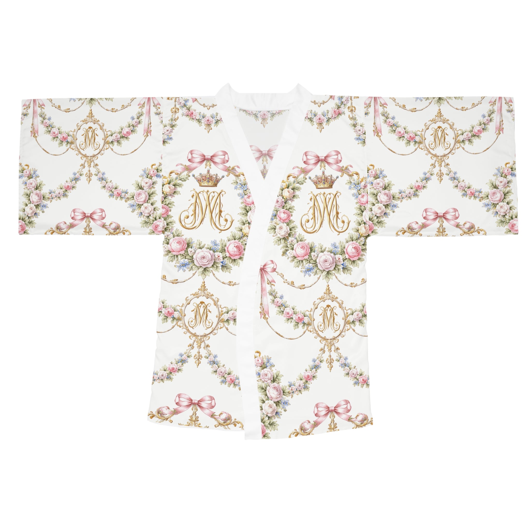 Floral Monogram Kimono Robe – Marie Antoinette Monogram Lightweight Robe