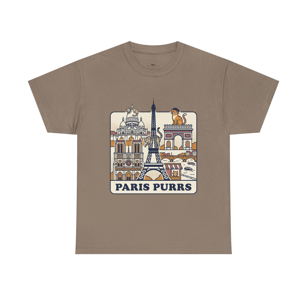 Paris Purrs Tee | Eiffel Tower Cat Illustration, Paris Landmarks Shirt