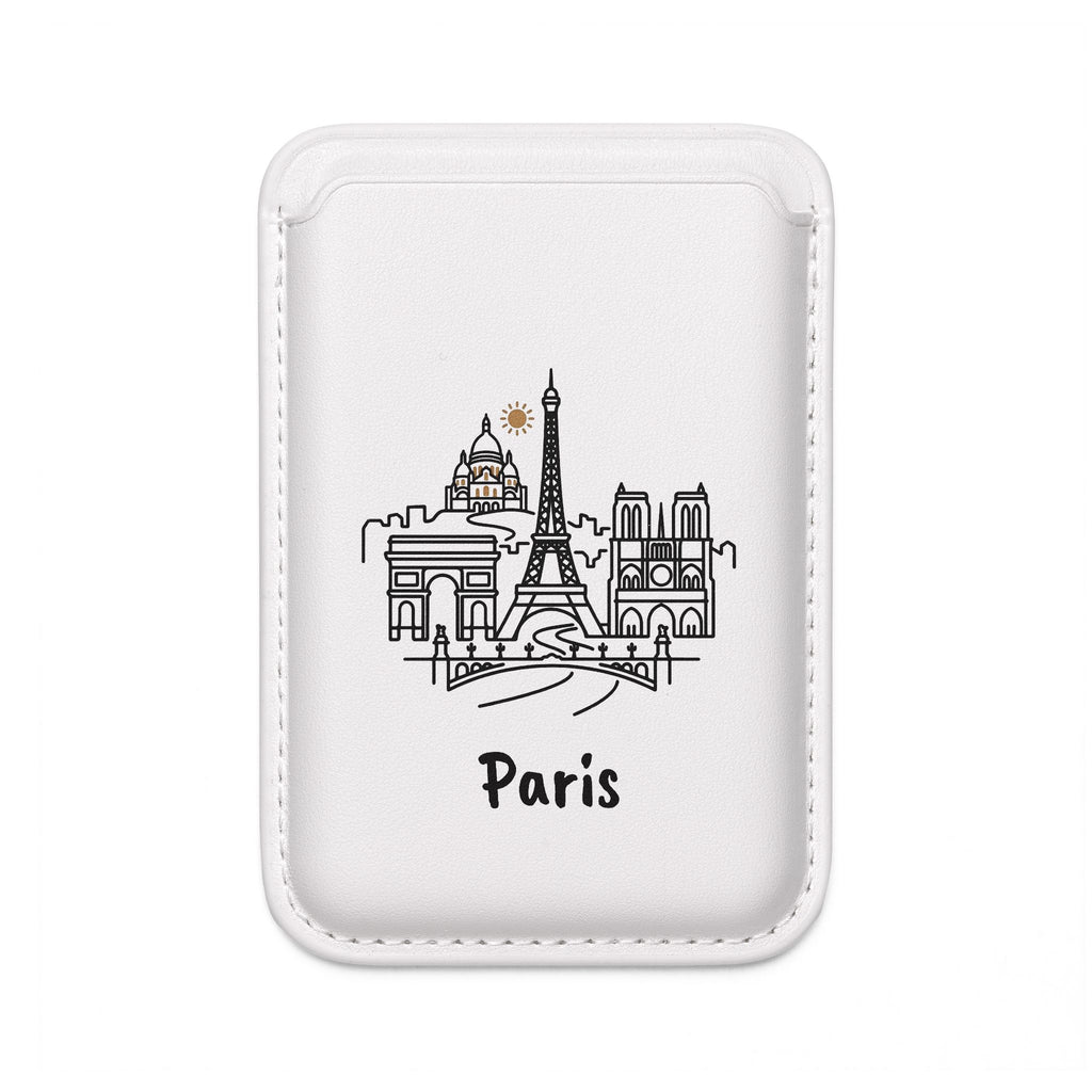 Paris Skyline Vegan MagSafe Wallet — Minimal Travel Cardholder