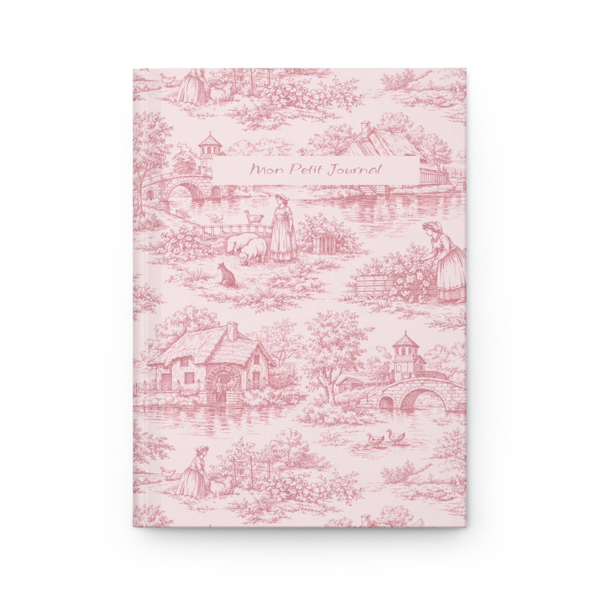 Pink Toile Hardcover Journal — 'Mon Petit Journal' Le Hameau de la Reine Notebook