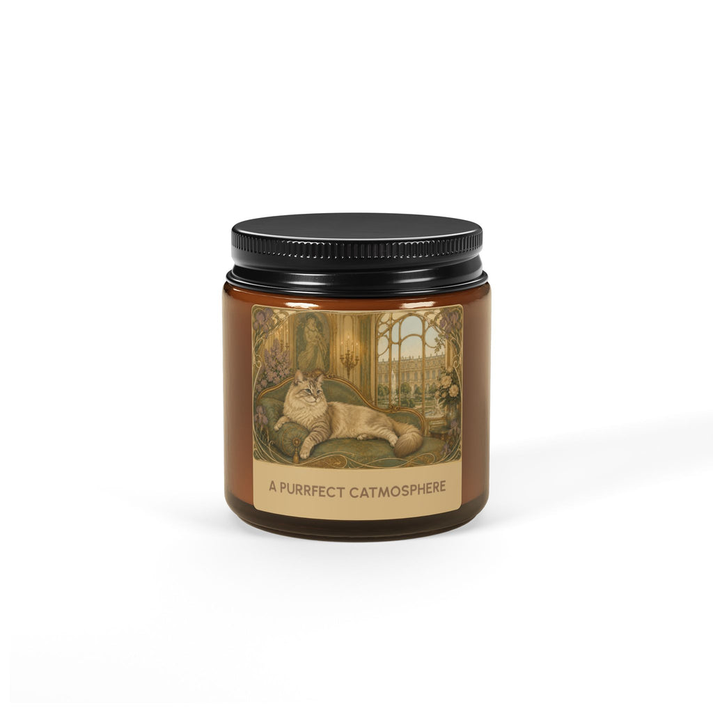 Soy Wax Candle — “A Purrfect Catmosphere” Amber Jar (Soy, 4 OZ)