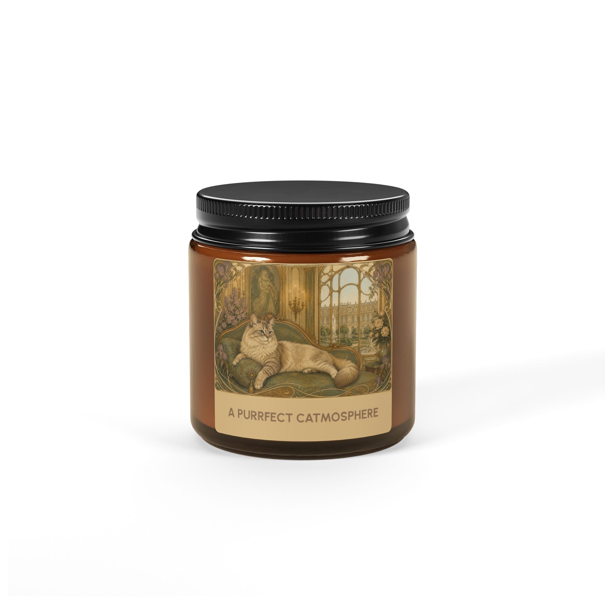 Soy Wax Candle — “A Purrfect Catmosphere” Amber Jar (Soy, 4 OZ)