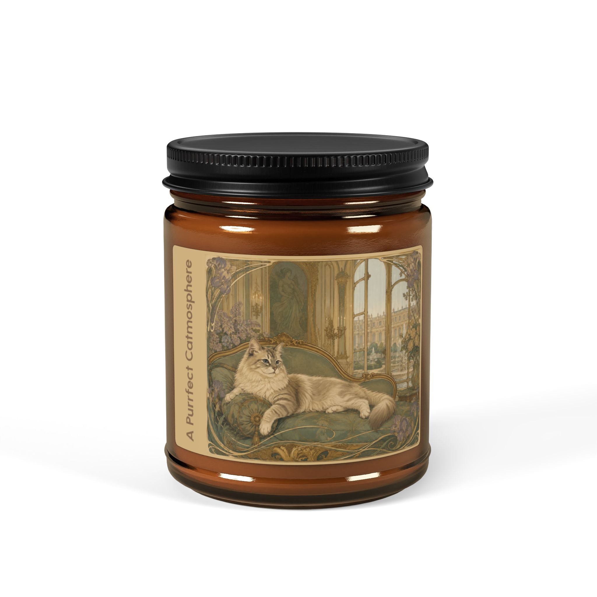 Soy Wax Candle — “A Purrfect Catmosphere” Amber Jar (Soy, 9 OZ)