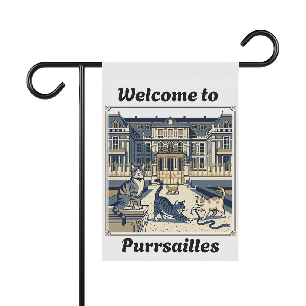 Welcome to Purrsailles lawn flag | House banner, cat chateau design