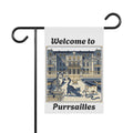 Welcome to Purrsailles lawn flag | House banner, cat chateau design