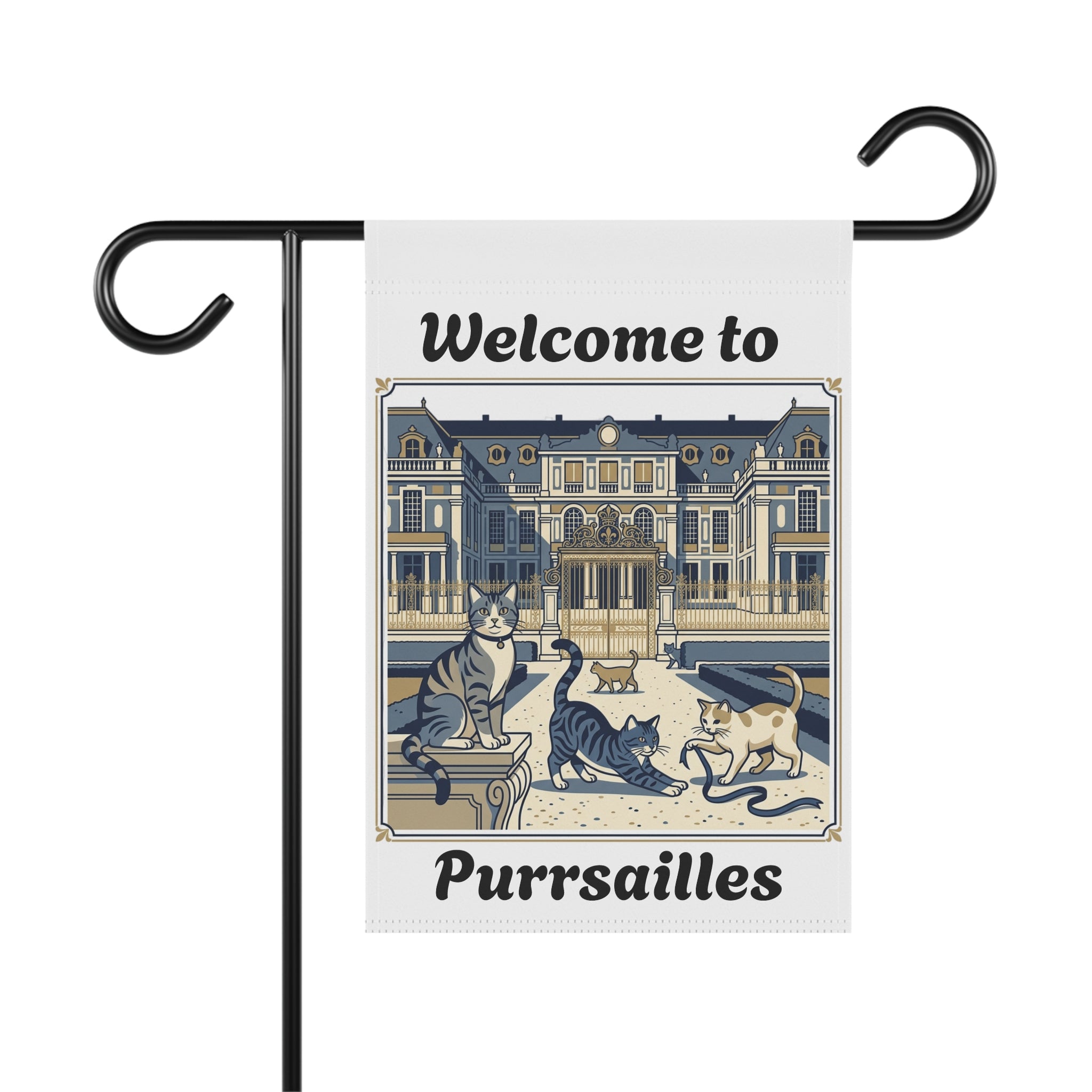 Welcome to Purrsailles lawn flag | House banner, cat chateau design
